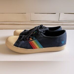 Women's Navy Gola Coaster Rainbow sneakers tennis shoes size 9 low profile
